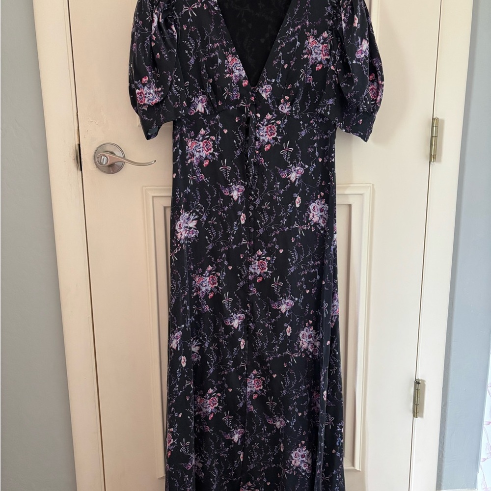 LoveShackFancy Navy Floral Maxi Dress